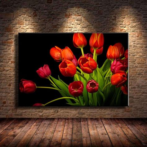 Compre Tulipanes Rojos, Decoración Para El Hogar, Pintura De Arte Moderno Impresa En Lienzo Sin Marco / Enmarcada A $7.04 Del Q652398773 | DHgate.Com Tulips Home Decor, Modern Art Painting, Tulip Painting, Acrylic Painting Flowers, Flower Painting Canvas, 수채화 그림, Modern Art Paintings, Red Tulips, Flower Art Painting