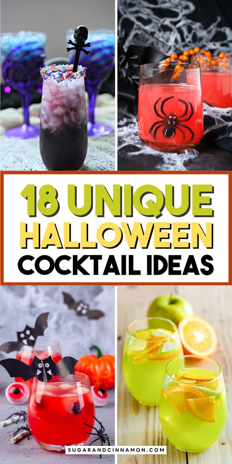 Get ready to toast to the witching hour with 18 creative Halloween cocktails and drinks! 🕷️🍹 Whether you prefer sweet, savory, or spooky, these recipes will enchant your guests. Mix up some magic this Halloween! Save this pin for your frightfully festive gatherings! Weird Cocktails, Green Apple Moscato Sangria, Cocktails For Halloween, Pumpkin Pie Martini Recipe, Big Batch Cocktails, Halloween Alcohol, Moscato Sangria, Zombie Cocktail, Pumpkin Pie Martini