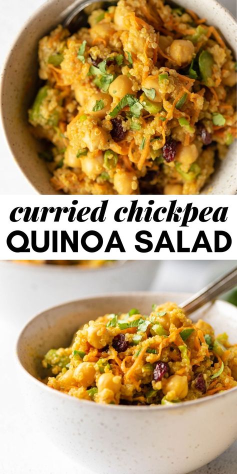 Salad Recipes Vegetarian Simple, Quinoa Salad Curry, Quinoa Recipes Chickpeas, Curry Quinoa Recipes, Vegan Side Salad Recipes, Chickpea Quinoa Recipes, Quinoa Curry Recipes, Curried Quinoa Salad, Chickpea And Quinoa Recipes