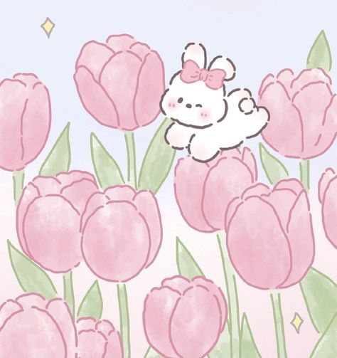 Aesthetic Tulip Drawing, Tulip Bouquet Drawing, Tulips Drawing Aesthetic, Makaila Core, Notion Themes, Phone Decorations, Keyboard Wallpaper, Tulip Drawing, College Motivation