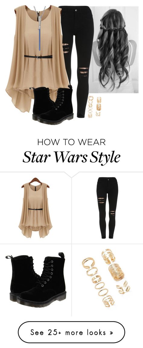 "Star Wars!" by dauntlessbadgirl on Polyvore featuring Dr. Martens and Forever 21. I don't like the shoes though Fantasia Diy, Star Wars Inspired Outfits, Star Wars Rey, Star Wars Style, Star Wars Shoes, Everyday Cosplay, Star Wars Fashion, Star Wars Set, Character Inspired Outfits