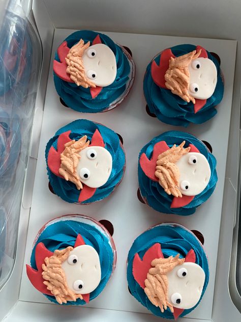 Ponyo Ghibli Cupcakes, Ponyo Studio Ghibli Birthday Party, Ponyo Themed Birthday Party, Ponyo Cakes, Ponyo Food, Chaotic Kitchen, Ghibli Birthday, Cupcakes For Birthday, Magnum Cake