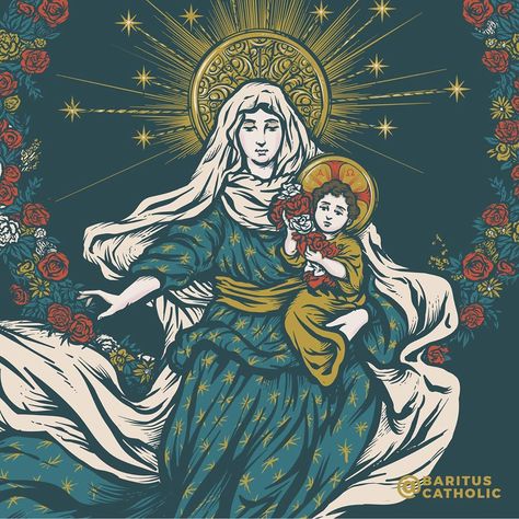 2,648 Me gusta, 69 comentarios - Baritus Catholic Illustration (@barituscatholic) en Instagram: "Before all ages, God pre-destined the creation of His own mother. He created her very flesh that He…" Virgin Mary Illustration, Mary Illustration, Baritus Catholic, Catholic Illustration, Catholic Symbols, Catholic Wallpaper, Virgin Mary Art, Jesus Design, Angel Images