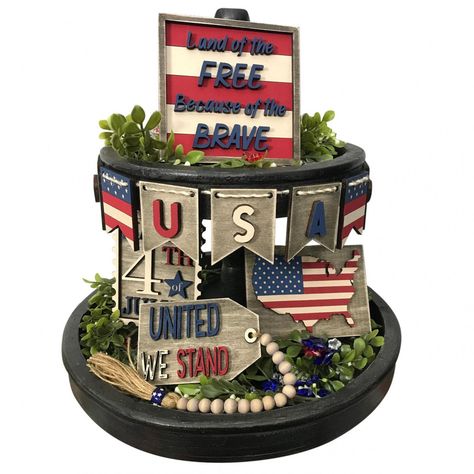 PRICES MAY VARY. 💙【Independence Day Patriotic Tray Decor】- This set of patriotic tiered tray decor is made of solid wood, high quality, and sturdy, with good stability and durability. smooth surface without burrs, comfortable, reliable to use, no deformation, good shape, can keep in good condition for a long time.Independence Day decor express your patriotism.(Tray not included). 💗【Patriotism Elements】- Patriotic Tray Decor feature blue, red, and white to add some patriotic touches to your far 4th Of July Tiered Tray Decor, Patriotic Tiered Tray Decor, Patriotic Tiered Tray, Tiered Tray Stand, Rustic Style Decor, Memorial Day Decorations, American Flag Decor, Tiered Tray Diy, Fourth Of July Decor