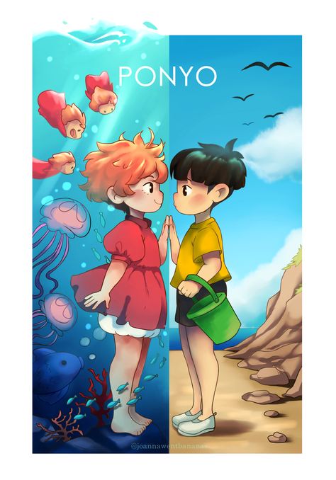 Ponyo Anime, Art Studio Ghibli, Studio Ghibli Fanart, Personajes Studio Ghibli, Studio Ghibli Characters, Ghibli Artwork, Studio Ghibli Movies, Studio Ghibli Art, Ghibli Movies