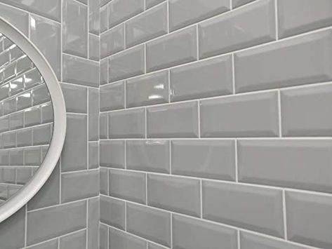 Brick Ceramic Tile, Brick Bathroom, Downstairs Wc, Mosaic Tile Mirror, Retro Interior Design, Brick Tile, Grey Brick, Downstairs Toilet, Ideal Bathrooms