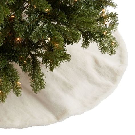 Ivory Faux Fur Plush Tree Skirt - World Market Gold Star Tree Topper, White Tree Skirt, Faux Fur Tree Skirt, Fur Tree, Classic Candles, Unique Christmas Decorations, Farmhouse Christmas Decor, Tree Skirt, Holiday Decor Christmas