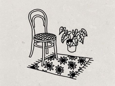 Carpet Drawing Sketch, Furniture Doodle, Carpet Tattoo, Furniture Tattoo, Chair Tattoo, Aa Tattoos, Tattoo Chair, Tattoo Flash Sheet, Abstract Tattoo