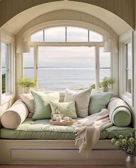 Window Nook, Small House Interior, Small House Interior Design, Dream Beach Houses, Dream Beach, Book Nook, Coastal Design, Book Nooks, Window Seat