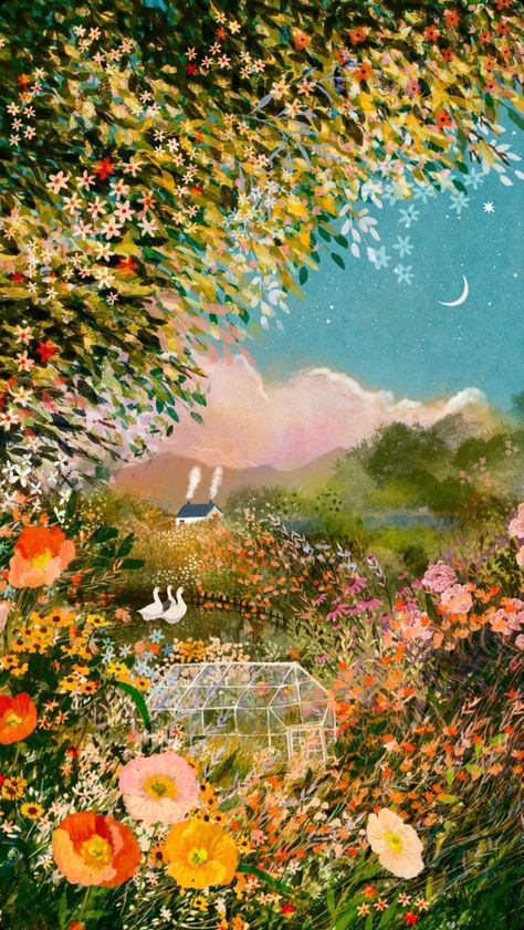 Free Phone Wallpaper, Fairytale Art, Illustration Artists, Floral Illustrations, Whimsical Art, 그림 그리기, Painting & Drawing, Art Wallpaper, The Sky