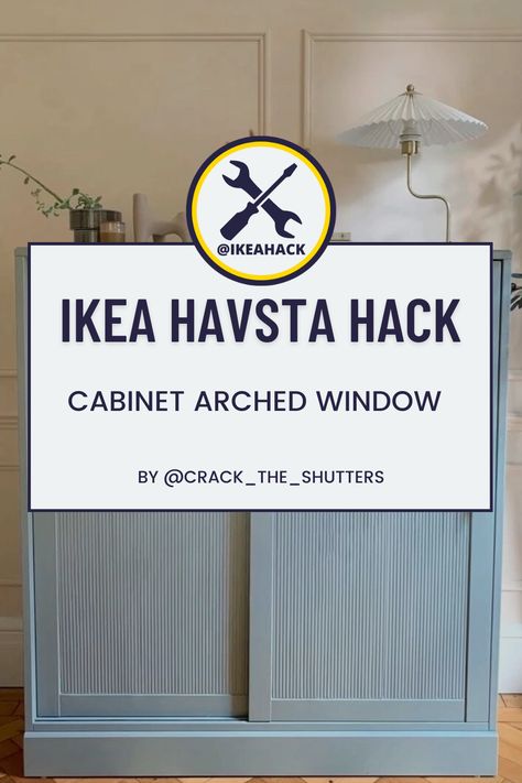 Havsta Ikea Ideas, Ikea Havsta Cabinet, Havsta Cabinet, Ikea Havsta, Ikea Ideas, Diy Ikea Hacks, Cabinet Makeover, Unique Display, Arched Windows