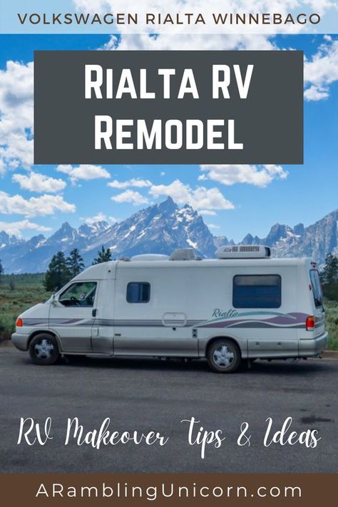 Winnebago Rialta Remodel, Rialta Rv Remodel, Rialta Rv, Winnebago Remodel, Motorhome Makeover, Winnebago Motorhome, Rv Storage Ideas, Rv Decorating Ideas, Rv Life Hacks