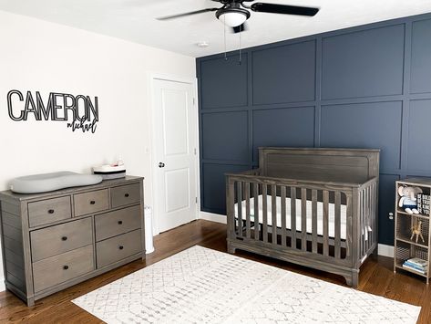 How to Install a Wood Accent Wall? Kids Room Accent Wall Boy, Baby Boy Accent Wall, Boy Nursery Accent Wall Ideas, Navy Blue Accent Wall Nursery, Toddler Boy Accent Wall, Teen Boy Accent Wall, Toddler Room Accent Wall, Toddler Accent Wall, Kids Accent Wall Boys