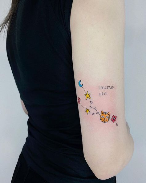 Constellation Tattoo Taurus, Tattoo Taurus, Tattoo Zodiac, Taurus Girl, Taurus Tattoo, Astrology Tattoo, Taurus Constellation, Constellation Tattoo, Taurus Tattoos