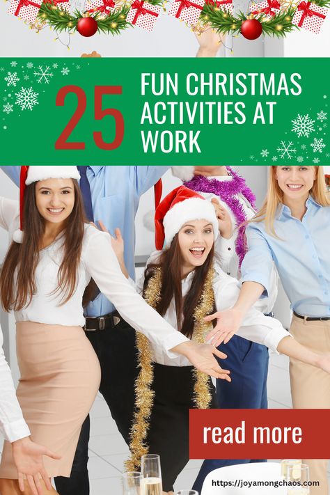 Work Christmas Activities Fun, Office Christmas Fun Ideas, Fun Office Christmas Party Games, Christmas Celebration Ideas For Work, Workplace Challenge Ideas, Holiday Fun At Work, Christmas Activities For Employees, Christmas Activities At Work, Christmas Party Games For Coworkers