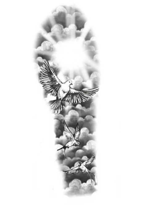 Clouds On Shoulder Tattoo, Quote With Clouds Tattoo, Doves In Clouds Tattoo, Clouds Around Name Tattoo, 4 Doves Flying Tattoo, Clouds And Angels Tattoo, Shaded Clouds Tattoo, Cloud Sleeve Tattoo Men, Cloud Tattoo Sleeve For Men