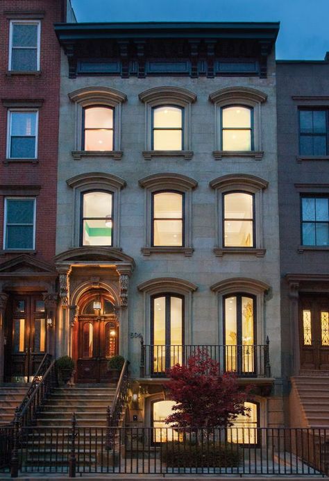 Sold House Aesthetic, New York Exterior Apartment, Town House New York, New York Townhouse Exterior, Hoboken Apartment, West Village Nyc Brownstone, Luxury Brownstone New York, Nyc Condo, Narrow Entryway