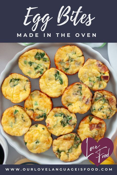 Best Recipe for Egg Bites Eggs Bites Oven, Egg Bites In Oven, Dairy Free Egg Bites, Oven Egg Bites, Homemade Egg Bites, Oven Cooked Bacon, Easy Egg Breakfast, Family Breakfast Recipes, Egg Bites Recipe