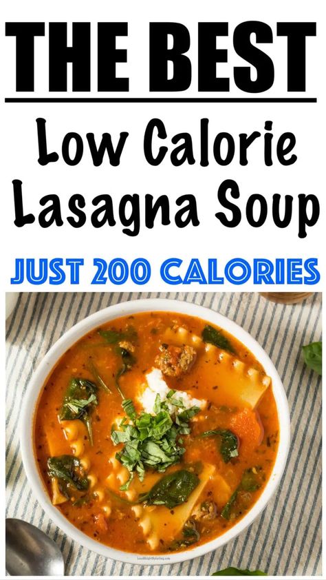 Low Calorie Healthy Crockpot Recipes, Low Cal Lasagna Soup, Low Calorie Filling Soups, Crockpot Soup Recipes Low Calorie, 500 Calorie Recipes, Low Calorie Tortellini Soup, Low Calorie Foods Recipes, Easy Low Calorie Soup, Lowfat Crockpot Recipes