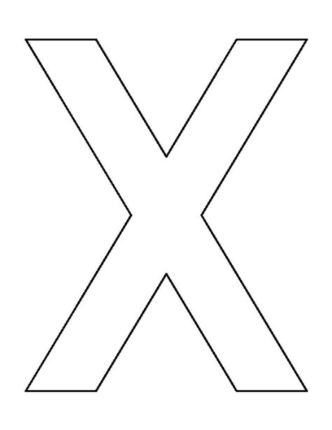 Letter X pattern. Use the printable outline for crafts, creating stencils, scrapbooking, and more. Free PDF template to download and print at http://patternuniverse.com/download/letter-x-pattern/ Letter X Template Free Printable, Letter X Crafts For Toddlers, Letter X Crafts For Preschoolers, Letter X Craft, Today Sucked, Letter X Crafts, Letter X Logo, Printable Outline, Coloring Crafts