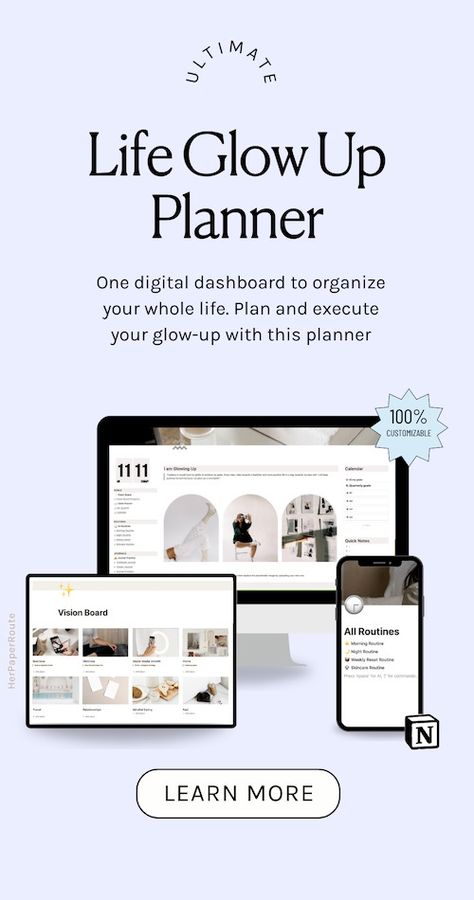 The Life Glow Up Planner is a digital dashboard to organize your entire life. Map out a complete vision board for your year! Birthday Party Planning Checklist, Glow Up Planner, Planner Monthly Layout, Planner Website, Life Planner Organization, Vision Board Kit, Party Planning Checklist, Digital Dashboard, Gratitude Journal Prompts