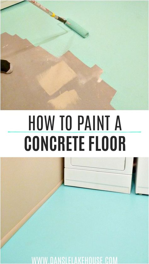 Want to paint concrete floors in basement? Click to learn how to paint concrete floors. Use this tutorial to paint concrete steps or paint concrete floor indoor. Hopefully this bold turquoise floor gives you concrete floor ideas! A concrete floor is a blank canvas! This turquoise concrete floor makes this laundry room so cheery. Concrete floors in house can be fun! Concrete flooring can really be a chance to create a custom design for so little money. #concretefloors #paintconcrete Paint A Concrete Floor, Concrete Laundry Room Floor, Painted Concrete Floors Indoor, Concrete Laundry Room, Turquoise Laundry Room, Concrete Bathroom Floor, Concrete Floor Paint, Painted Cement Floors, Concrete Floors Diy