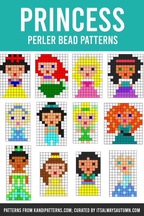 Princess Perler Bead Patterns, Hama Disney, Perler Beads Ideas, Beads Perler, Easy Perler Bead Patterns, Pokemon Perler Beads, Melty Bead Patterns, Fuse Bead Patterns, Art Perle