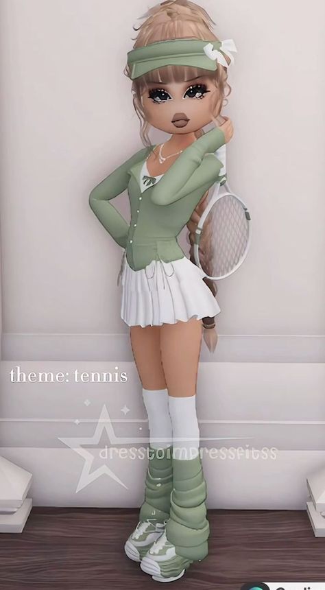 Tennis Dti Outfit, Tennis Match Dti Outfit, Sport Dti Outfit Ideas, Tennis Outfit Dress To Impress, Dress To Impress Outfits Roblox Game Theme Countryside, Clean Girl Dress To Impress Roblox Game, Summer Dress To Impress Roblox Game, Dti Sports Outfits, Tennis Dress To Impress