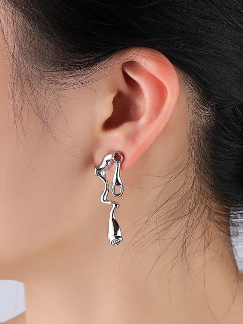 Silver Fashionable   Zinc Alloy  Dangle Embellished   Jewelry Dripping Silver Jewelry, Melted Silver Jewelry, Drippy Jewelry, Drippy Earrings, Melting Jewelry, Liquid Metal Jewelry, Liquid Jewelry, Silver Jewlery, Hair Accessories Clips