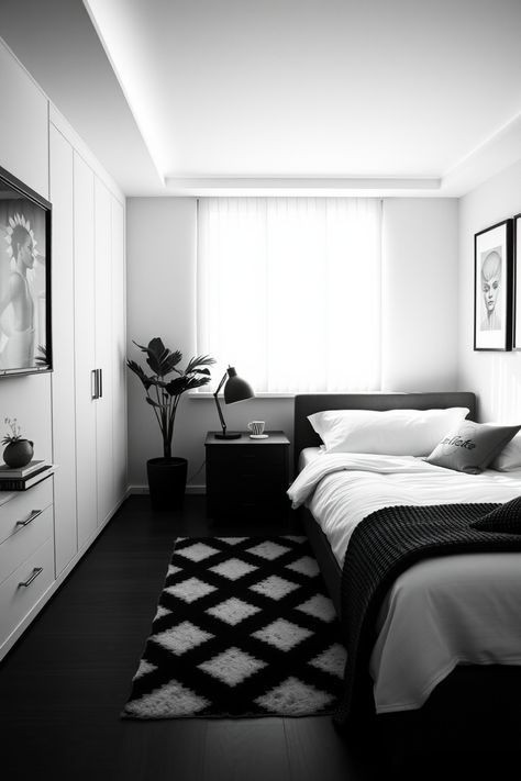 Transform your space with these 15 stylish and inspiring black and white bedroom ideas! From minimalistic designs to bold accents, maximize your space with elegant inspiration. Perfect for any personality, these ideas can add a touch of sophistication and modern flair to your bedroom. Find your dream design and create a chic environment where you can unwind. Get ready to decorate your sanctuary with amazing black and white decor ideas that fit every taste. Black And White Minimalist Bedroom, Black And White Decor Ideas, Black And White Bedrooms, Hippie Bedrooms, Black White And Grey Bedroom, Black Room Design, Black And White Bedroom Ideas, Hippy Bedroom, Bold Bedding