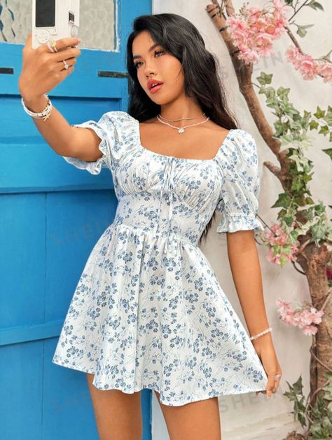 Sundress With Sleeves, Preppy Outfits Aesthetic, Ross Dresses, Short Sundress, Church Clothes, Cute Dress Outfits, Floral Dresses Short, Goofy Pictures, Cute Summer Dresses