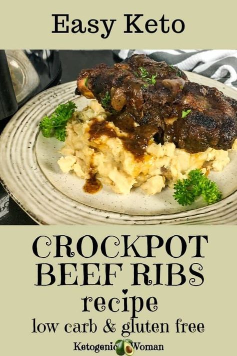 Try these easy slow cooker beef ribs recipe. They are a total crowdpleaser!! Gluten free, low carb, keto, and guilt free! Try them today! #crockpot #slowcooker #homemade #ketogenic #lowcarb Beef Ribs Crockpot, Ketogenic Woman, Where's The Beef, Keto Slow Cooker, Beef Back Ribs, Beef Ribs Recipe, Keto Beef, Slow Cooked Meat, Boiled Egg Diet Plan