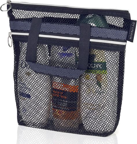 Shower Caddy College, Gym Showers, Shower Bag, Mesh Beach Bags, Caddy Bag, Bath Organization, Mesh Tote Bag, Portable Shower, College Essentials