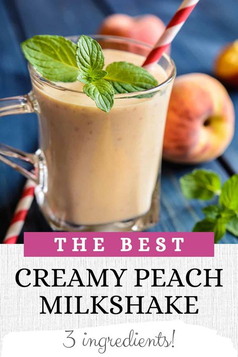 Make a delicious super thick and smooth Peach Milkshake in just seconds using your home blender. Full of sweet summer flavor, this peach shake is perfect for peach lovers! Peach Milkshake Recipe, Peach Shake, Summer Barbecue Food, Peach Milkshake, Homemade Milkshake, Coffee Milkshake, Eating Ice, Vanilla Bean Ice Cream, Dessert Set