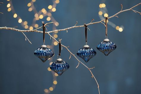 Bouka Baubles – Nkuku Blue Silver White Christmas, Plaid Christmas Decor Ideas, Turkish Christmas, Christmas Decor Elegant, Blue Christmas Decorations, Item Photography, Bauble Ideas, Christmas In Blue, Pretty Christmas Ornaments