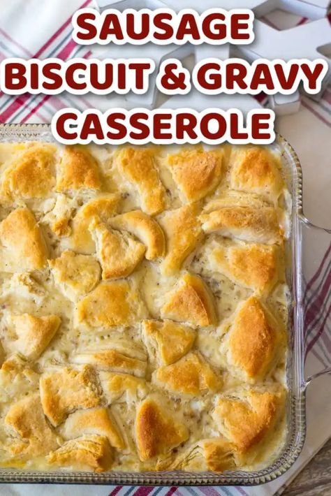 Biscuit Gravy Casserole Sausage, Sausage Biscuits Casserole, Sausage Gravy Casserole Crescent Rolls, Biscuits And Sausage Casserole, Easy Biscuits And Gravy Casserole, Sausage Gravy Meal Ideas, Gluten Free Biscuits And Gravy Casserole, Biscuits And Brown Gravy, Sausage Egg Gravy Biscuit Casserole