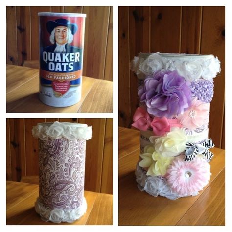 Hairband Organizer Diy, Hairband Organizer, Diy Headband Holder, Headband Holders, Oatmeal Container, Hair Bow Organizer, Headband Organizer, Bow Holders, Bow Hanger