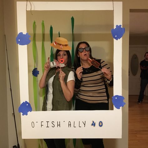 Fishing themed 40th Birthday Photo Booth Fishing Photo Booth, 40th Birthday Photo Booth, Fishing Booth, Fishing Theme Birthday, Fun Reading Activities, Birthday Photo Booth, Fishing Birthday Party, Adoption Party, Birthday Photo Booths