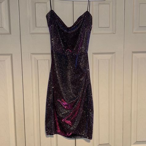 Very Stretchy And Can Fit A Medium Or Large, Color Is Beautiful Mardi Gras Hoco Dress, Purple Homecoming Dress Glitter, Hoco Dresses Purple Dark, Short Dark Purple Dress, Dark Purple Glitter Dress, Dark Purple Prom Dress Long, Dark Purple Party Dress, Dark Purple Glitter Dress Short, 90s Hoco Dresses