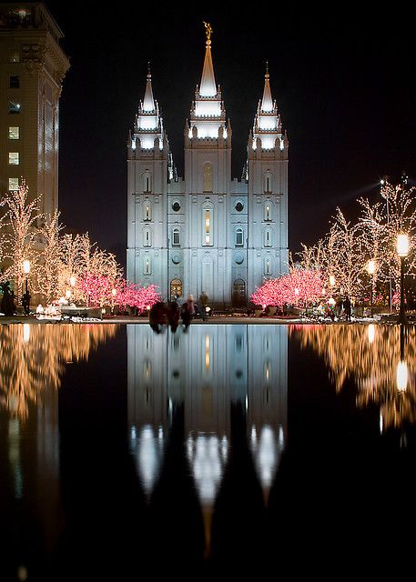 Christmas on Temple Square Temples Lds, Lds Temple Art, Lds Pictures, Angel Moroni, Lds Temple Pictures, Salt Lake City Temple, Mormon Temples, Temple Square, Salt Lake Temple