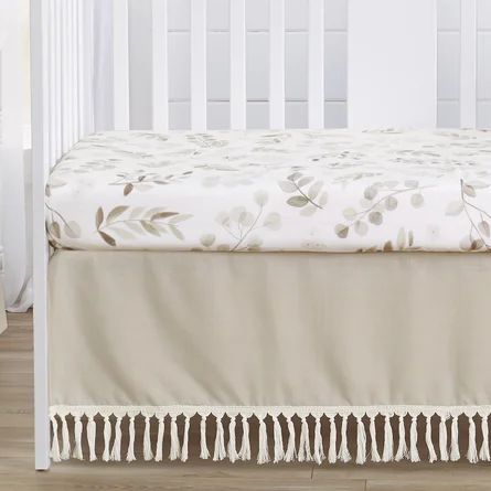 Sweet Jojo Designs Boho Botanical Leaf Linen Dust Ruffle Crib Skirt By Sweet Jojo Designs | Wayfair Neutral Crib Bedding Sets, Gender Neutral Crib Bedding, Linen Crib Bedding, Girl Nursery Crib, Crib Bed Skirt, Ruffle Crib Skirt, Baby Crib Sets, Neutral Crib, Crib Comforter