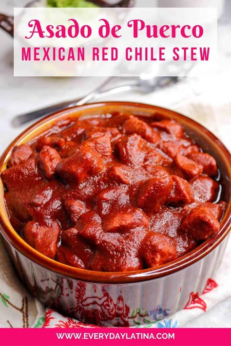 Red Pork Chili, Red Chile Pork, Mexican Pork Stew, Chili Colorado, Easy Crockpot Soup, Food Comfort, Mexican Pork, Pork Chili, Red Chile Sauce