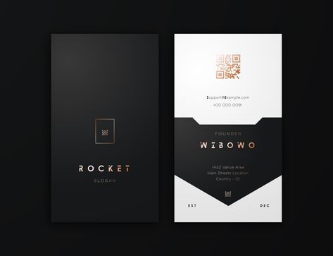 Vertical Business Card, Vertical Business Cards, Premium Business Cards, Professional Business Card Design, Text Logo Design, White Business Card, Black White And Gold, Visiting Card, Black Card