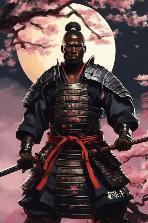 Chigozie Kondwani the first black African samurai by Képhren Toffa - Playground AI African Samurai, Jesus Art Drawing, Survivor Tattoo, Black Samurai, Japanese Art Samurai, African Tattoo, Female Samurai, Afro Samurai, Warrior Tattoo