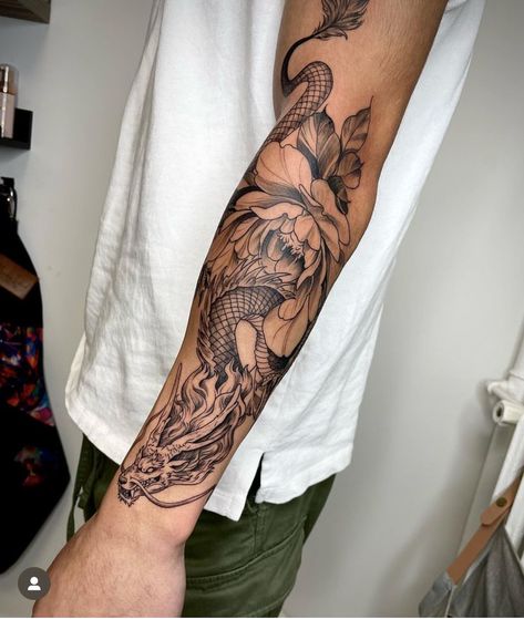 Japanese Style Tattoo Sleeve Men, Both Arm Tattoos, Grudge Tattoos For Men, Man Upper Arm Tattoo, Japanese Dragon Tattoos Forearm, Forarm Tattoos For Man Sleeve, Small Chinese Tattoo, Sleeve Tattoos Dragon, Japanese Patchwork Tattoo