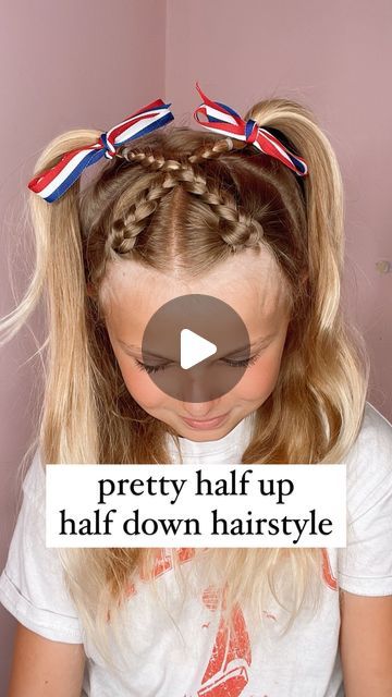 Audrey McClelland on Instagram: "CUTE HALF UP HALF DOWN HAIRSTYLE 💗 Here’s a super sweet hairstyle to do for the summer. I love how this one looks and I equally love how easy this one is to do!  . Sharing all of my favorite hair products below in my stories and in my highlights.  . #hairdo #braidideas #braidinspo #braidinspiration #braid #simplehairstyles #simplehair #simplehairstyle #easyhairstyles #easyhairstyle #easyhairstylesforgirls #cutehairstyles #cutehair #hairvideo #hairideas #hairinspo #hairinspiration #hairvideos #hairidea #schoolhairstyles #schoolhair #hairstyles #hair #hairstyle #hairtutorial #hairtutorials #halfup #halfuphalfdownhairstyle" Easy Kid Hairstyles, Hairstyles For Girls Easy, Easy Kids Hairstyles, July Hairstyles, Aria Hair, Favorite Hair Products, Braid Half Up Half Down, Half Up Half Down Hairstyle