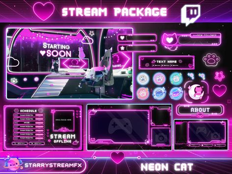 Stream Setup, Twitch Streaming Setup, Neon Cat, Streaming Setup, Stream Overlay, Twitch Overlay, Twitch Stream, Blood Art, Gaming Tips