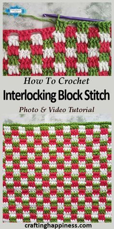 Interlocking Block Stitch (aka Plaid Stitch) Free Crochet Tutorial | Crafting Happiness Block Stitch Crochet, Stitch Crochet Pattern, Block Stitch, Interlocking Blocks, Different Crochet Stitches, Plaid Crochet, Crochet Unique, Confection Au Crochet, Crochet Stitches Free