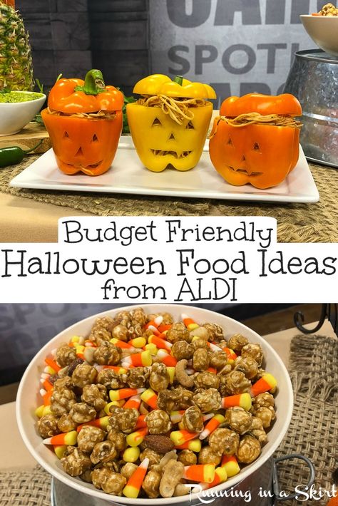 Halloween on a budget?  Try these 5 Budget Friendly Halloween Food / DIY Ideas!  Includes great party ideas for kids and for adults.  All recipes from ALDI! / Running in a Skirt #AD #ALDILove #ALDI #ALDIFinds #Budget #Halloween Halloween On A Budget, Diy Halloween Food, Mummy Cookies, Halloween Run, Halloween Bark, Fall Favorites Recipes, Halloween Breakfast, Aldi Recipes, Pumpkin Recipes Easy