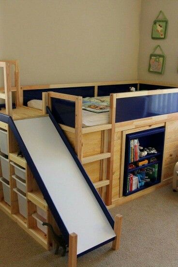 ♡♡♡ Bunk Bed Hacks, Trofast Ikea, Ikea Hack Kids, Cama Ikea, Shabby Chic Decorating, Kura Bed, Ikea Kura, Ikea Kids, Bunk Bed Designs